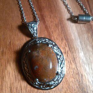 Aqua Nueva Moss Stainless Steel Pendant Necklace